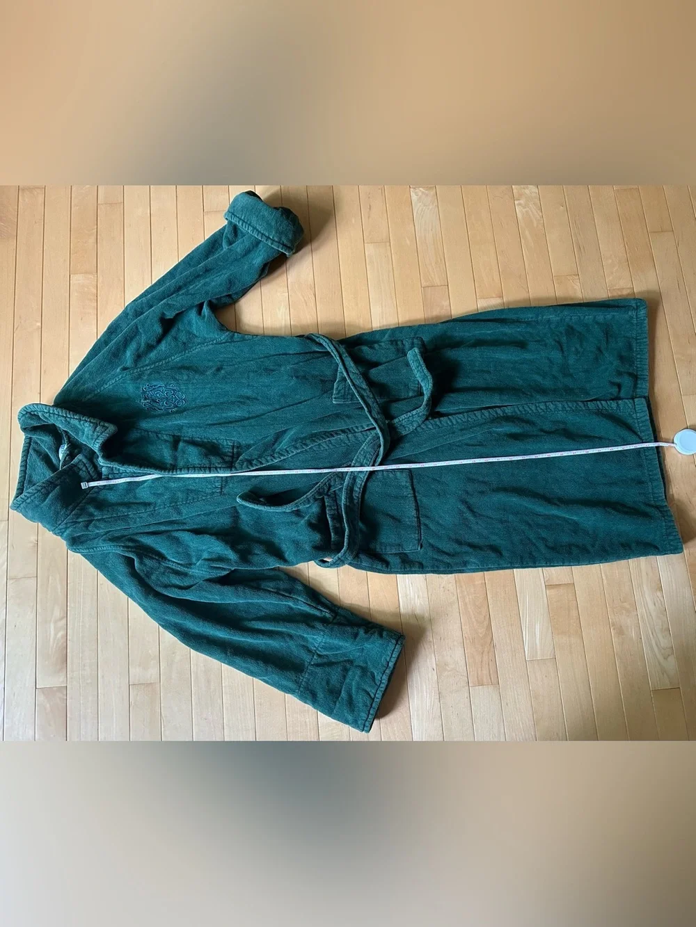 VINTAGE• Charter Club • forest green • 100% cotton • long spa bath robe • turkey